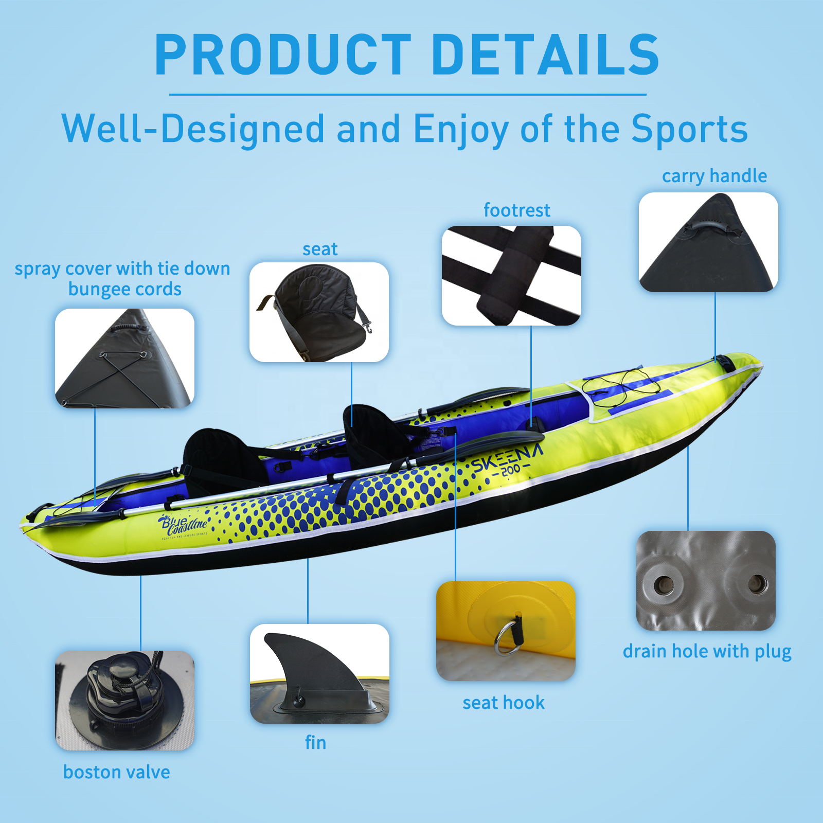 Adult Inflatable Fishing Canoe - Fishing Kayak Seat recension och pris