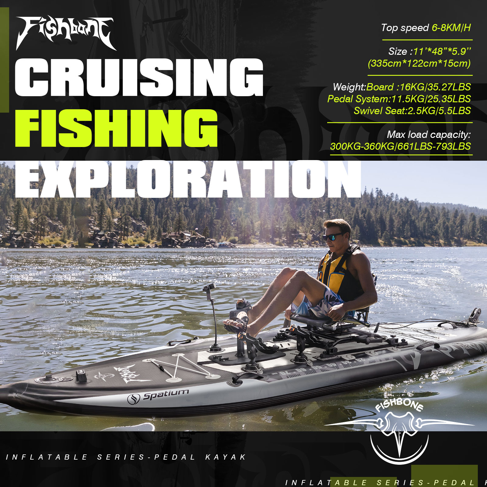 Spatium Pedal Kayak Inflatable - Fishing Kayak Pedal Drive recension och pris